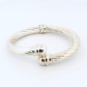 Sterling Silver 925 Italy Twisted Cable Hinged Bangle Bracelet 6" Small 21.71g